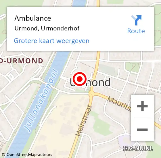 Locatie op kaart van de 112 melding: Ambulance Urmond, Urmonderhof op 6 februari 2015 10:42