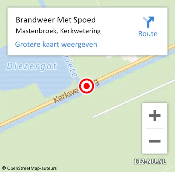 Locatie op kaart van de 112 melding: Brandweer Met Spoed Naar Mastenbroek, Kerkwetering op 6 februari 2015 10:51