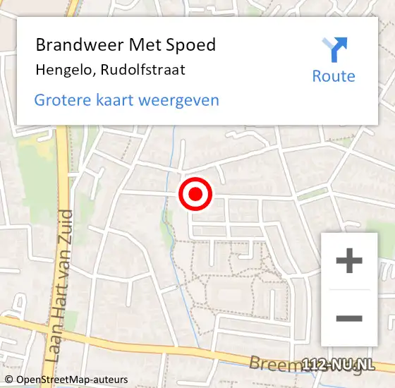 Locatie op kaart van de 112 melding: Brandweer Met Spoed Naar Hengelo, Rudolfstraat op 6 februari 2015 11:08