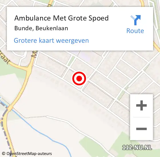 Locatie op kaart van de 112 melding: Ambulance Met Grote Spoed Naar Bunde, Beukenlaan op 6 februari 2015 11:31