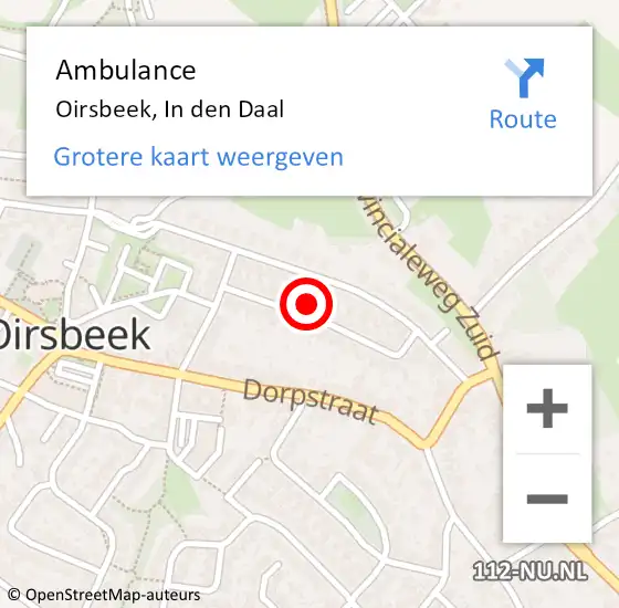 Locatie op kaart van de 112 melding: Ambulance Oirsbeek, In den Daal op 6 februari 2015 11:45
