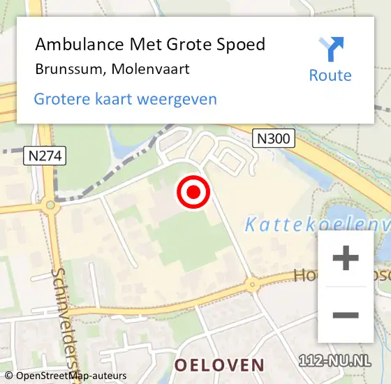 Locatie op kaart van de 112 melding: Ambulance Met Grote Spoed Naar Brunssum, Molenvaart op 6 februari 2015 11:51