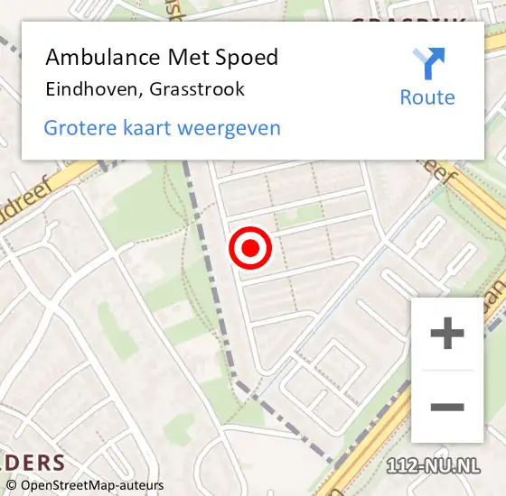 Locatie op kaart van de 112 melding: Ambulance Met Spoed Naar Eindhoven, Grasstrook op 6 februari 2015 11:59