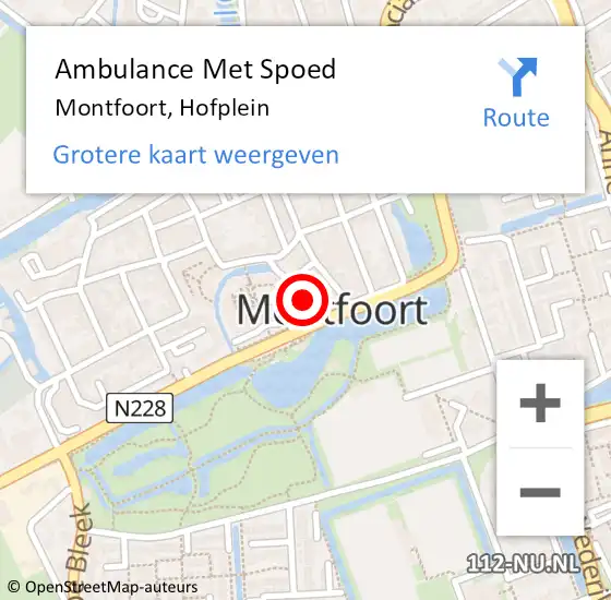 Locatie op kaart van de 112 melding: Ambulance Met Spoed Naar Montfoort, Hofplein op 6 februari 2015 12:09