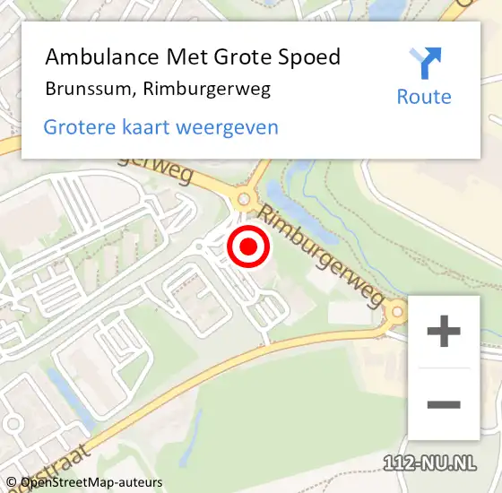 Locatie op kaart van de 112 melding: Ambulance Met Grote Spoed Naar Brunssum, Rimburgerweg op 6 februari 2015 12:57