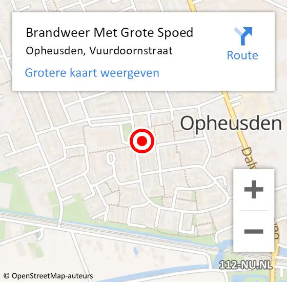 Locatie op kaart van de 112 melding: Brandweer Met Grote Spoed Naar Opheusden, Vuurdoornstraat op 6 februari 2015 13:43