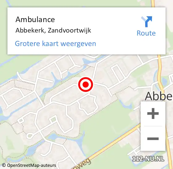 Locatie op kaart van de 112 melding: Ambulance Abbekerk, Zandvoortwijk op 6 februari 2015 13:47