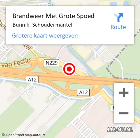 Locatie op kaart van de 112 melding: Brandweer Met Grote Spoed Naar Bunnik, Schoudermantel op 6 februari 2015 13:54