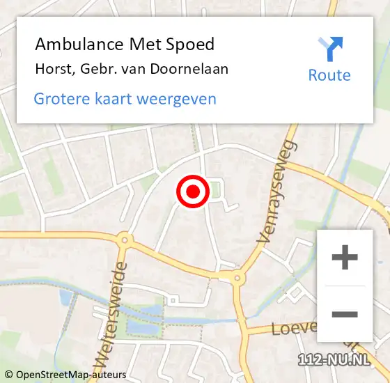 Locatie op kaart van de 112 melding: Ambulance Met Spoed Naar Horst, Gebr. van Doornelaan op 6 februari 2015 13:57