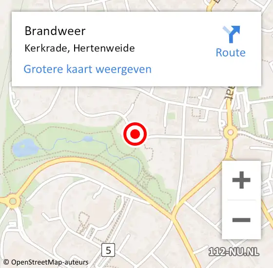 Locatie op kaart van de 112 melding: Brandweer Kerkrade, Hertenweide op 29 oktober 2013 02:36