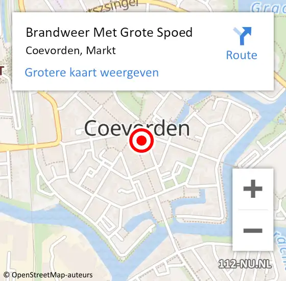 Locatie op kaart van de 112 melding: Brandweer Met Grote Spoed Naar Coevorden, Markt op 6 februari 2015 14:32