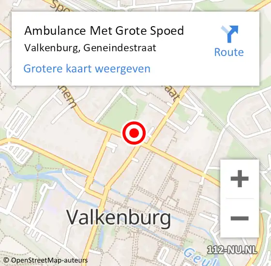 Locatie op kaart van de 112 melding: Ambulance Met Grote Spoed Naar Valkenburg, Geneindestraat op 6 februari 2015 14:44