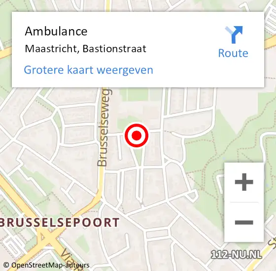 Locatie op kaart van de 112 melding: Ambulance Maastricht, Bastionstraat op 6 februari 2015 14:45