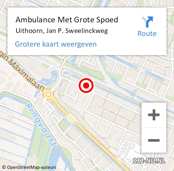 Locatie op kaart van de 112 melding: Ambulance Met Grote Spoed Naar Uithoorn, Jan P. Sweelinckweg op 6 februari 2015 14:56