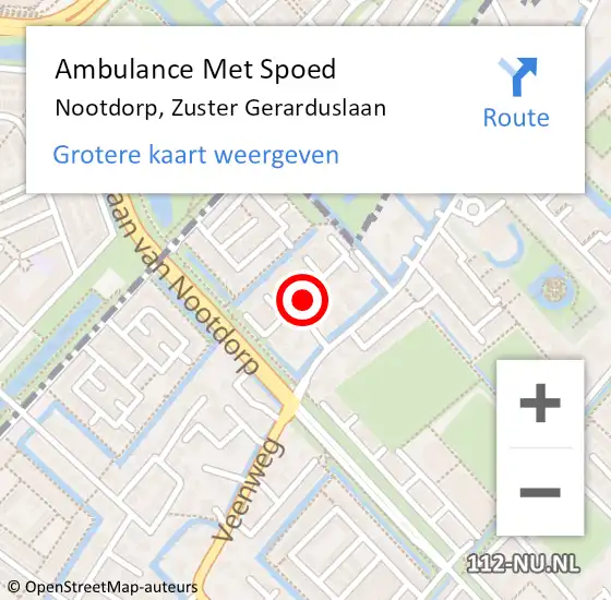 Locatie op kaart van de 112 melding: Ambulance Met Spoed Naar Nootdorp, Zuster Gerarduslaan op 6 februari 2015 15:41