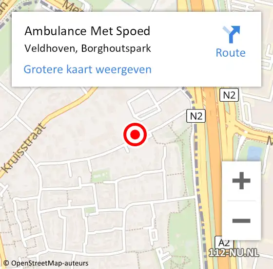 Locatie op kaart van de 112 melding: Ambulance Met Spoed Naar Veldhoven, Borghoutspark op 6 februari 2015 15:45