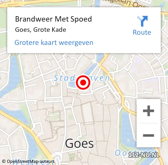 Locatie op kaart van de 112 melding: Brandweer Met Spoed Naar Goes, Grote Kade op 11 september 2013 08:26