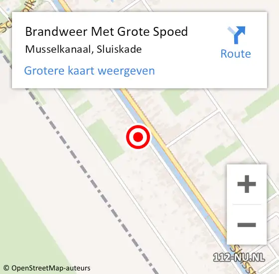 Locatie op kaart van de 112 melding: Brandweer Met Grote Spoed Naar Musselkanaal, Sluiskade op 6 februari 2015 16:22