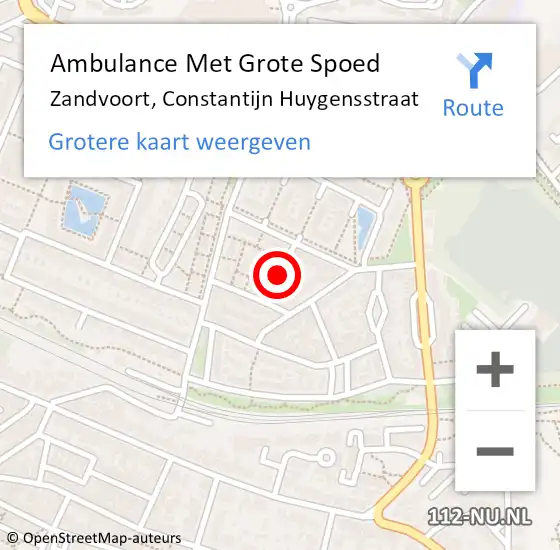 Locatie op kaart van de 112 melding: Ambulance Met Grote Spoed Naar Zandvoort, Constantijn Huygensstraat op 6 februari 2015 16:23