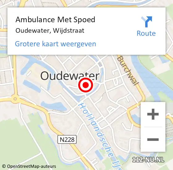 Locatie op kaart van de 112 melding: Ambulance Met Spoed Naar Oudewater, Wijdstraat op 6 februari 2015 16:51