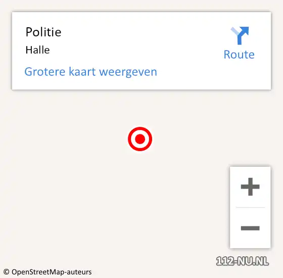 Locatie op kaart van de 112 melding: Politie Halle op 6 februari 2015 16:54