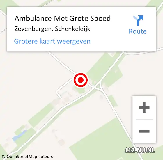 Locatie op kaart van de 112 melding: Ambulance Met Grote Spoed Naar Zevenbergen, Schenkeldijk op 29 oktober 2013 03:54