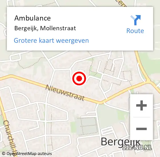 Locatie op kaart van de 112 melding: Ambulance Bergeijk, Mollenstraat op 6 februari 2015 17:23