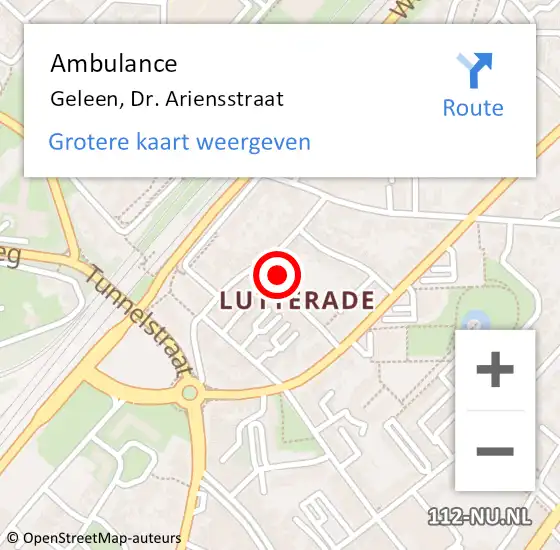 Locatie op kaart van de 112 melding: Ambulance Geleen, Dr. Ariensstraat op 6 februari 2015 17:34