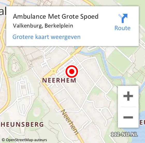 Locatie op kaart van de 112 melding: Ambulance Met Grote Spoed Naar Valkenburg, Berkelplein op 6 februari 2015 17:57