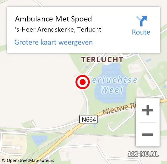 Locatie op kaart van de 112 melding: Ambulance Met Spoed Naar 's-Heer Arendskerke, Terlucht op 6 februari 2015 18:09