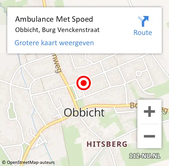 Locatie op kaart van de 112 melding: Ambulance Met Spoed Naar Obbicht, Burg Venckenstraat op 6 februari 2015 18:18