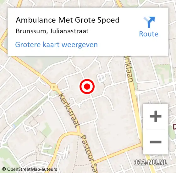 Locatie op kaart van de 112 melding: Ambulance Met Grote Spoed Naar Brunssum, Julianastraat op 6 februari 2015 18:21