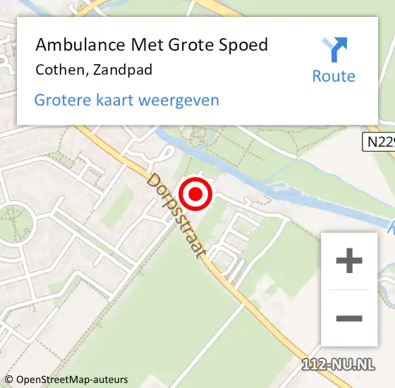 Locatie op kaart van de 112 melding: Ambulance Met Grote Spoed Naar Cothen, Zandpad op 6 februari 2015 18:35