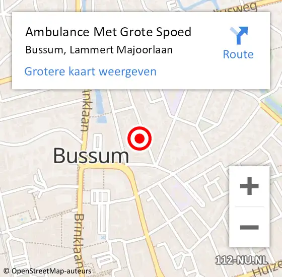 Locatie op kaart van de 112 melding: Ambulance Met Grote Spoed Naar Bussum, Lammert Majoorlaan op 6 februari 2015 19:26