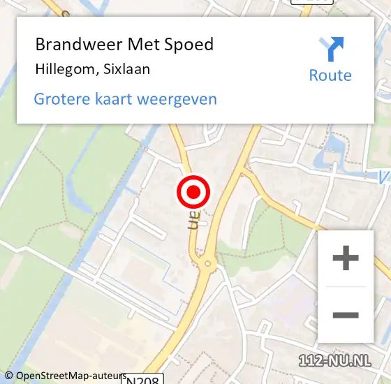 Locatie op kaart van de 112 melding: Brandweer Met Spoed Naar Hillegom, Sixlaan op 29 oktober 2013 04:36