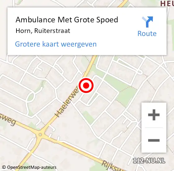 Locatie op kaart van de 112 melding: Ambulance Met Grote Spoed Naar Horn, Ruiterstraat op 29 oktober 2013 04:43