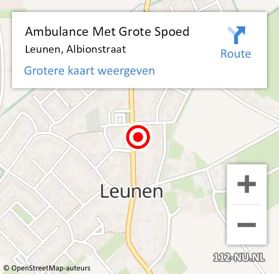 Locatie op kaart van de 112 melding: Ambulance Met Grote Spoed Naar Leunen, Albionstraat op 6 februari 2015 21:22