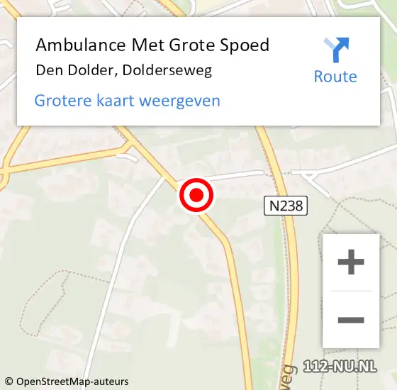 Locatie op kaart van de 112 melding: Ambulance Met Grote Spoed Naar Den Dolder, Dolderseweg op 6 februari 2015 21:42