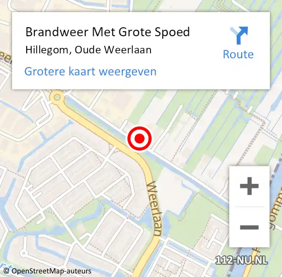 Locatie op kaart van de 112 melding: Brandweer Met Grote Spoed Naar Hillegom, Oude Weerlaan op 6 februari 2015 23:43