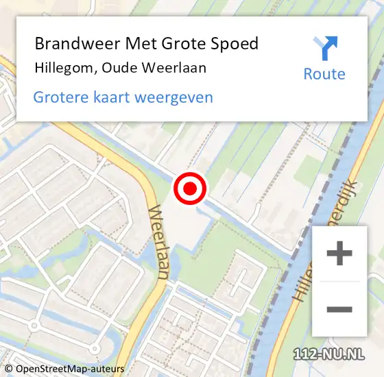 Locatie op kaart van de 112 melding: Brandweer Met Grote Spoed Naar Hillegom, Oude Weerlaan op 6 februari 2015 23:58