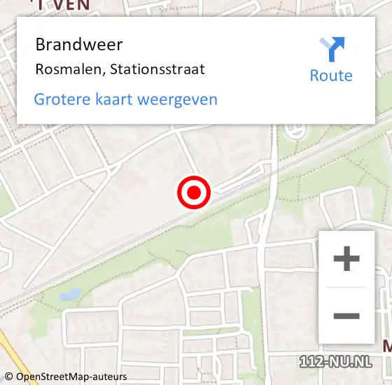 Locatie op kaart van de 112 melding: Brandweer Rosmalen, Stationsstraat op 7 februari 2015 00:07