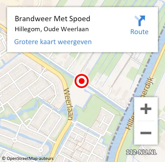 Locatie op kaart van de 112 melding: Brandweer Met Spoed Naar Hillegom, Oude Weerlaan op 7 februari 2015 01:08