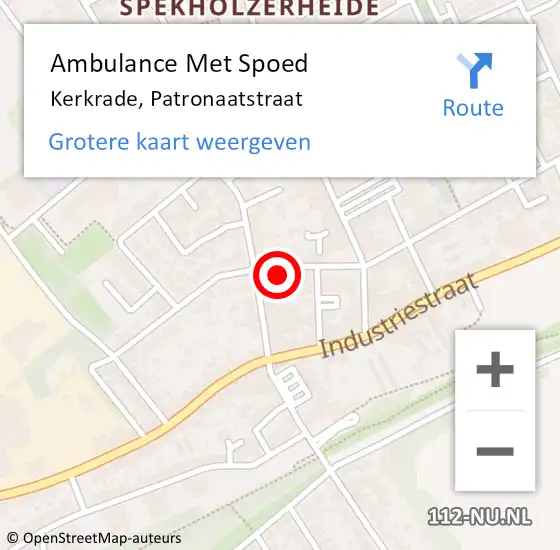 Locatie op kaart van de 112 melding: Ambulance Met Spoed Naar Kerkrade, Patronaatstraat op 7 februari 2015 01:16