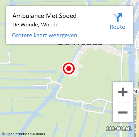 Locatie op kaart van de 112 melding: Ambulance Met Spoed Naar De Woude, Woude op 7 februari 2015 01:55