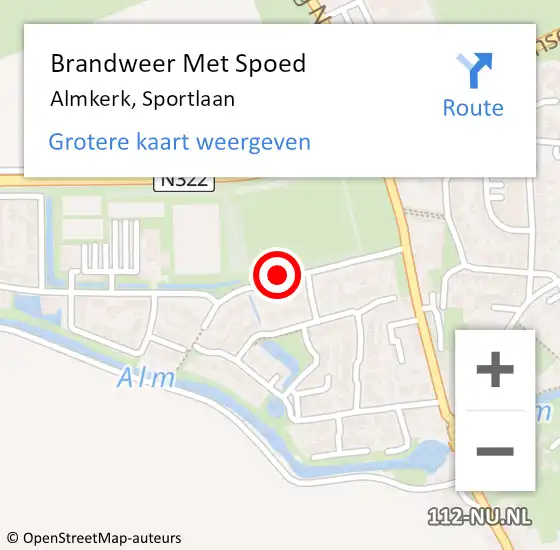 Locatie op kaart van de 112 melding: Brandweer Met Spoed Naar Almkerk, Sportlaan op 7 februari 2015 02:53