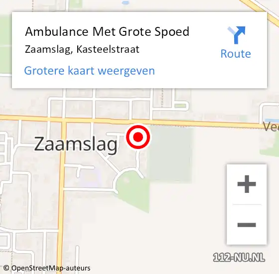 Locatie op kaart van de 112 melding: Ambulance Met Grote Spoed Naar Zaamslag, Kasteelstraat op 7 februari 2015 06:53