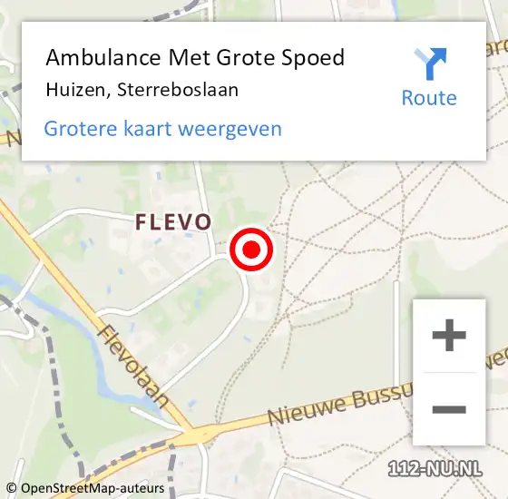 Locatie op kaart van de 112 melding: Ambulance Met Grote Spoed Naar Huizen, Sterreboslaan op 7 februari 2015 06:58
