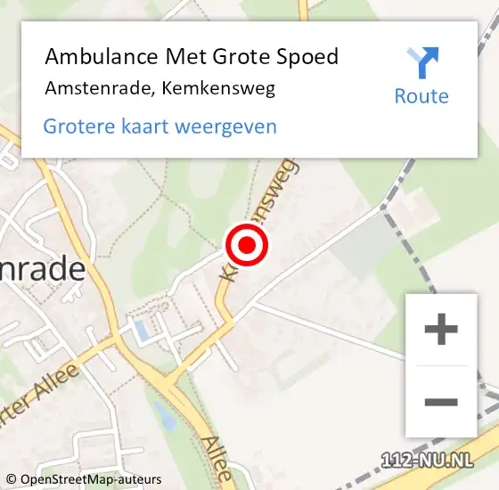 Locatie op kaart van de 112 melding: Ambulance Met Grote Spoed Naar Amstenrade, Kemkensweg op 7 februari 2015 08:48