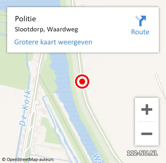 Locatie op kaart van de 112 melding: Politie Slootdorp, Waardweg op 7 februari 2015 08:50