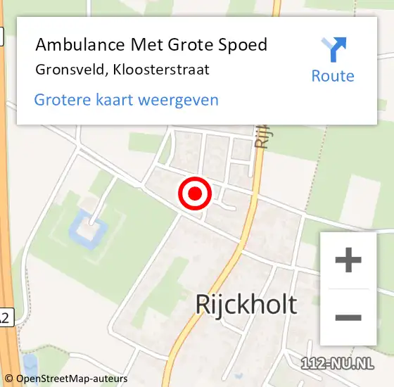 Locatie op kaart van de 112 melding: Ambulance Met Grote Spoed Naar Gronsveld, Kloosterstraat op 7 februari 2015 09:14